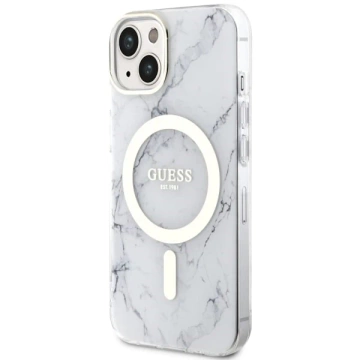 Ratet mal, GUHMP14MPCUMAH Handyhülle für Apple iPhone 14 Plus 6,7" weiß/weiß Hardcase Marble MagSafe