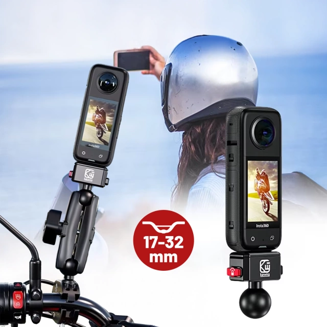 Kewig QuickLock Aluminium-Motorradhalterung für 1/4"-360°-Actionkameras, stabil mit Antivibrationsverriegelung, Schnellklemmbefestigung am Lenker oder Rahmen