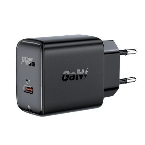 Ładowarka sieciowa Acefast GaN 30W USB-C PD QC 3.0 Czarna Black