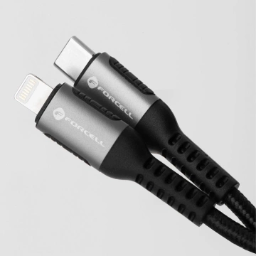 Kabel USB-C 27W 2m Forcell Lightning PD Nylon LAPTOP PC SMARTFON