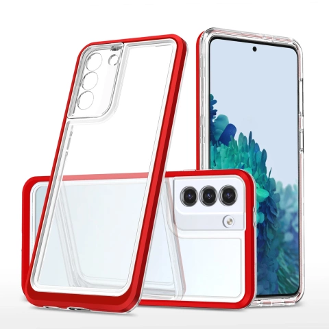 Etui Clear 3in1 do Samsung Galaxy S23+ Plus silikonowy pokrowiec z ramką czerwone