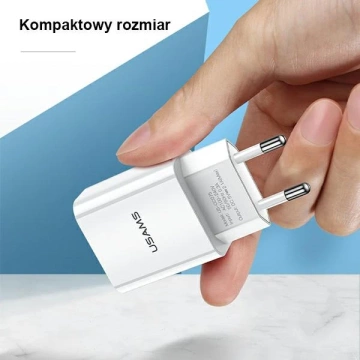 USAMS Nástenná nabíjačka 1x USB T18 2.1A (iba hlava) biela/biela Rýchle nabíjanie CC075TC01