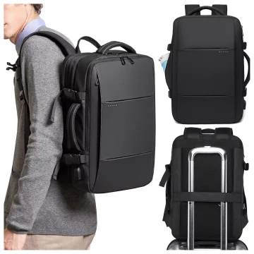 Водонепроникний рюкзак Bange для ноутбука 15.6", city traveler, 45х30х16 см, для роботи, літака, чоловічий, жіночий, з USB портом Чорний
