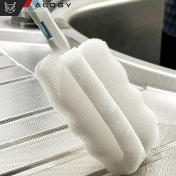 Washing brush for cleaning bottles, jars and glasses Sponge Cleaner Washer with foldable handle Alogy blue and white