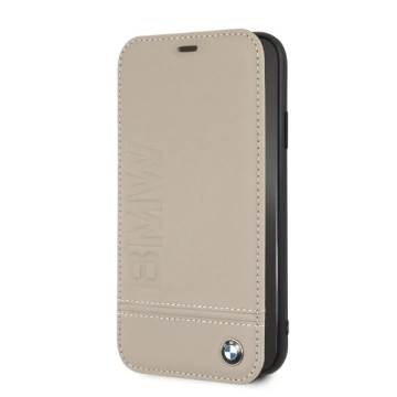 BMW BMFLBKI61LLST protective phone case for Apple iPhone Xr book beige/taupe Logo Imprint