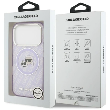 Etui Ochronne do iPhone 17 Pro Max Karl Lagerfeld IML Glitter K&C MagSafe Fioletowy