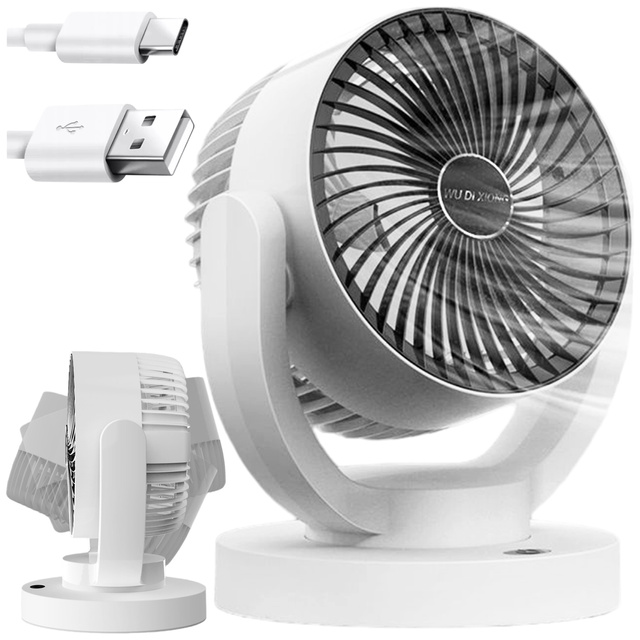 Malý ventilátor Mini stolní ventilátor Přenosný bezdrátový tichý bílý