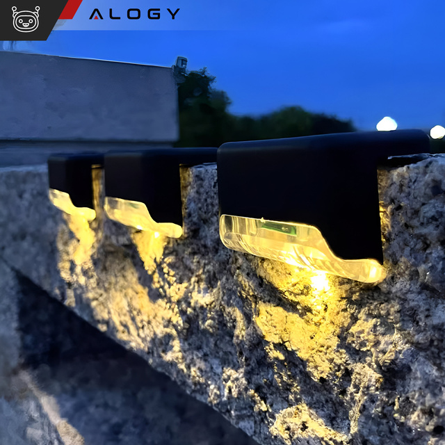 LED solar garden lamp, set x8, for terrace, balcony, stairs, balustrade, with dusk sensor, AAA battery, black