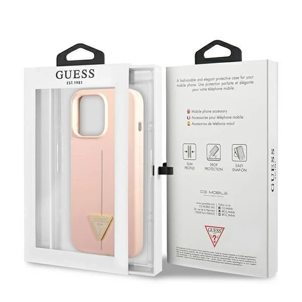 Guess GUHCP13XSLTGP Hülle für Apple iPhone 13 Pro Max 6.7" pink/pink Hardcase Silikon Dreieck