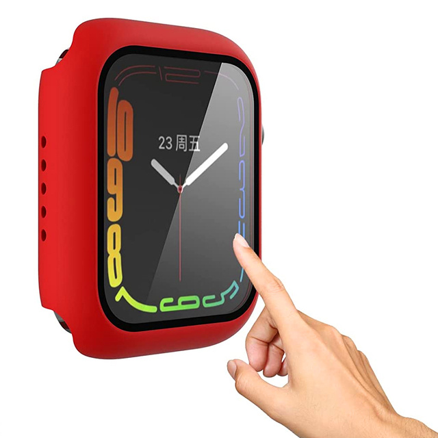 Alogy 2in1 Gehäuse Overlay Glas für Apple Watch 7 41mm Rot