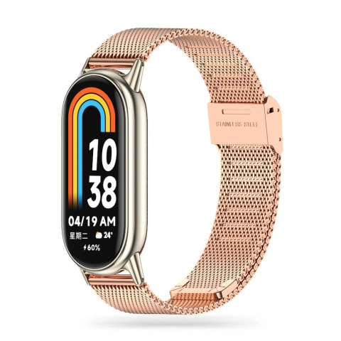 Ремінець зі сталевим браслетом Milaneseband для Xiaomi Smart Band 8/8 NFC Rose Gold