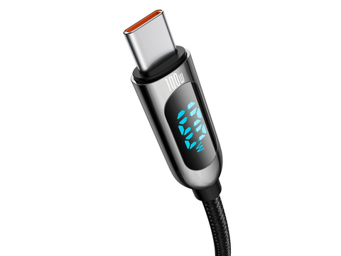 1m Kábel Baseus Kábel USB-C typu C s PD 5A 100W Čierny merač prúdu
