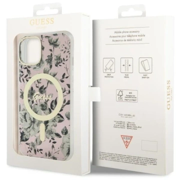 Etui Guess GUHMP14SHCFWSP pro iPhone 14 6,1" pevný obal Flower MagSafe