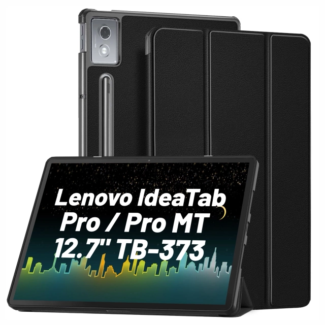 Etui do Lenovo IdeaTab Pro / Pro MT 12.7" TB-373, Ochronne z Klapką i Miejscem na Rysik, Składana Okładka Bumper, Alogy BookGuard™ – Czarne