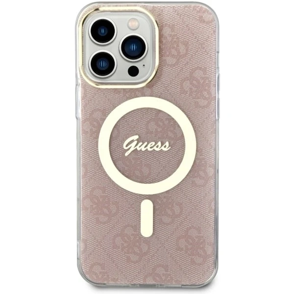 Guess GUHMP14XH4STP phone case for Apple iPhone 14 Pro Max 6.7" pink/pink hardcase 4G MagSafe