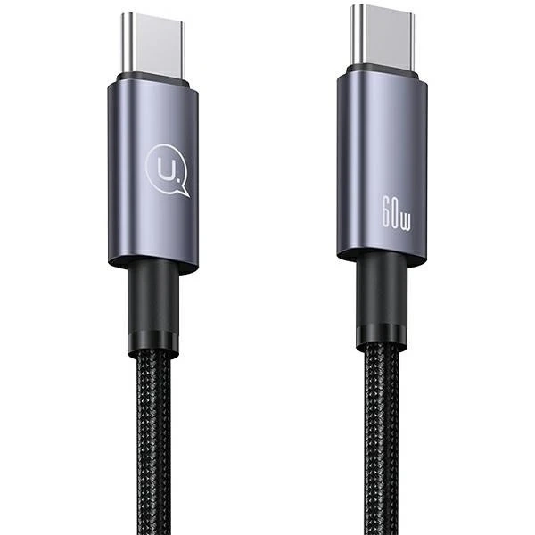 Kabel USAMS US-SJ664 USB-C na USB-C 2 m, 60 W, nylonový opletení, černý