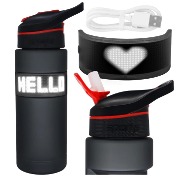 Розумна пляшка для напоїв Alogy FitBottle™ 800 мл зі світлодіодним дисплеєм та Bluetooth-з'єднанням, трубочка, мотивуюча, багаторазова - чорна