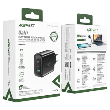 Acefast Fast GaN 65W 2xUSB-C/USB-A PPS PD QC4 White Charger