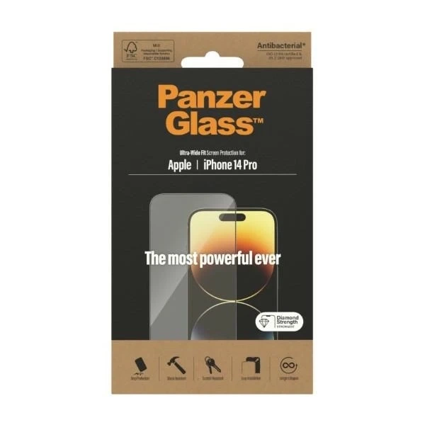 PanzerGlass Ultra-Wide Fit pre iPhone 14 Pro 6,1" Antibakteriálna ochrana obrazovky 2772