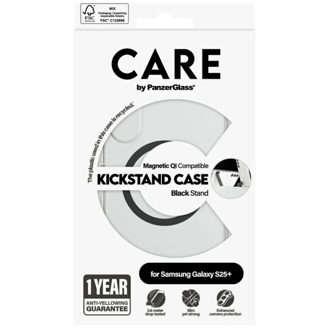Etui CARE do Samsung Galaxy S25 by PanzerGlass Feature Kickstand QI Clear