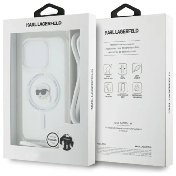 Etui Karl Lagerfeld для iPhone 16 Pro Max 6.9" Magsafe Hardcase Transparent Crossbody IML Karl Head