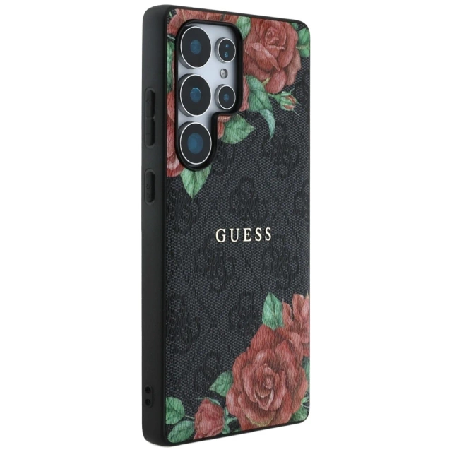 Etui Guess 4G Flowers Print MagSafe do Samsung Galaxy S25 Ultra Czarny