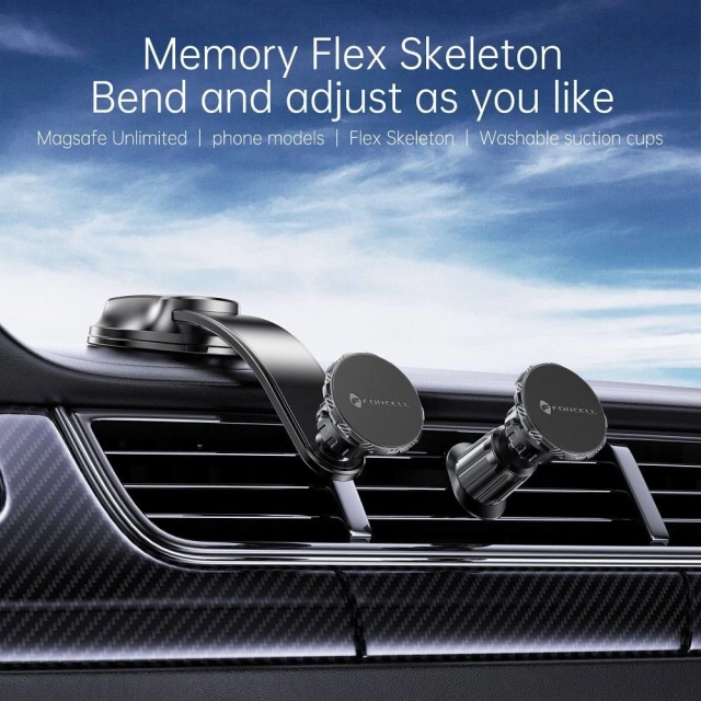 Forcell Magnetic Flexible Car Holder 20 cm 2 in 1