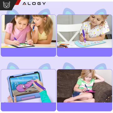 2x ємнісний сенсорний стилус для екранів телефонів і планшетів Alogy Stylus Pen для дітей 10 см фіолетовий і синій