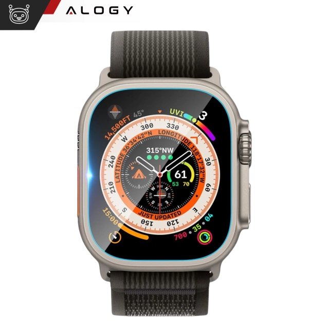 Tvrdené sklo pre Apple Watch Ultra 2 / Ultra 49 mm ochrana obrazovky Alogy Protector 9H s polohovacím rámom