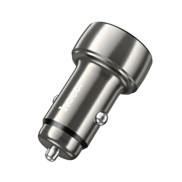 Ładowarka samochodowa HOCO USB A + Typ C z wyświetlaczem PD QC3.0 3A 48W Z50 metal szary
