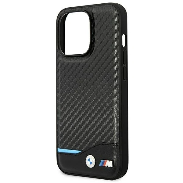 BMW BMHCP14L22NBCK Handyhülle für Apple iPhone 14 Pro 6.1" schwarz/schwarz Leder Carbon