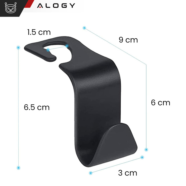 2x Hanger holder car hook for seat headrest car organizer hook Alogy Car Black
