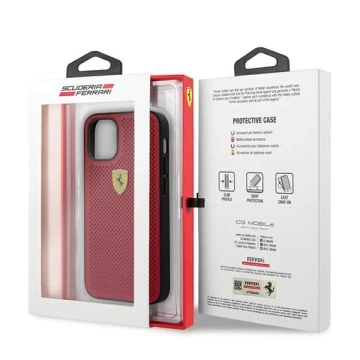Puzdro Ferrari iPhone 12 mini 5,4" červeno/červené pevné puzdro On Track Perforated