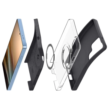 Silikonový pouzdro Spigen pro Samsung Galaxy S25 Ultra, černé, s magnetem MagSafe.