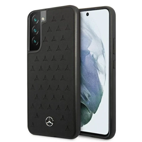 Etui Mercedes MEHCS22MPSQBK do Galaxy S22 S906 pevné pouzdro Kožený vzor hvězdy czarny/black