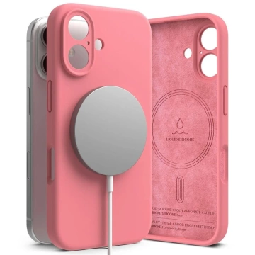 Magnetické silikónové puzdro Ringke MagSafe pre iPhone 16 Pink