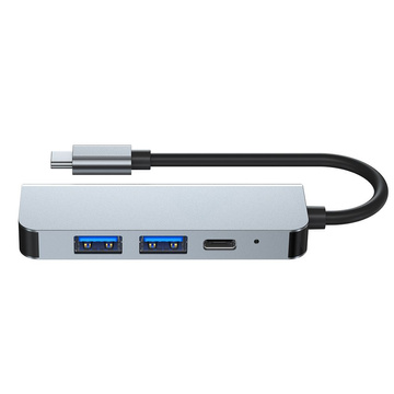 Hub adaptér 2x USB-A HDMI USB-C V2-HUB 4w1 USB-C sivá