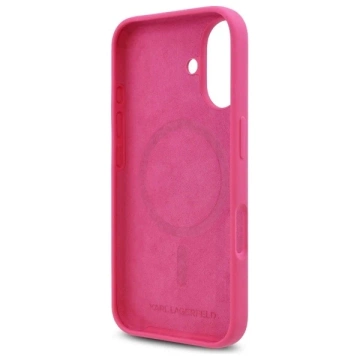 Karl Lagerfeld iPhone 16 6.1" Case Pink/Fuchsia Hardcase Silicone Choupette Head Print MagSafe