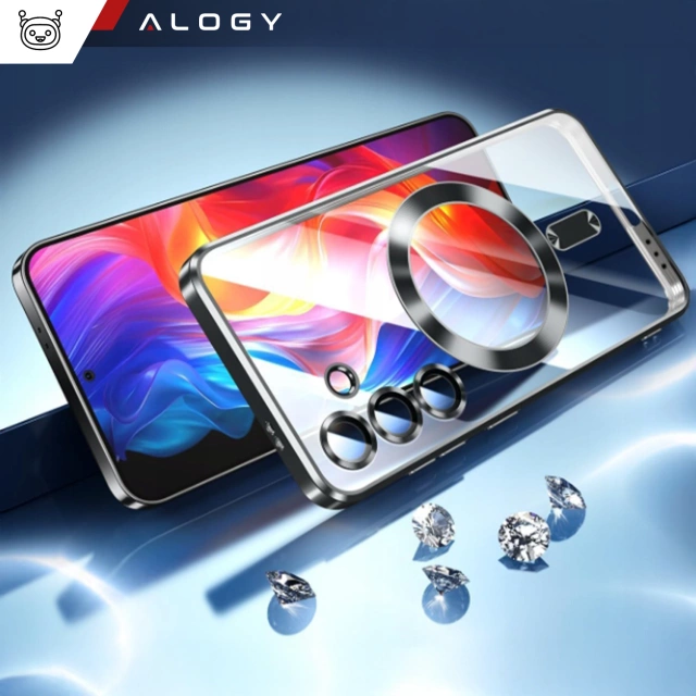 Etui do Samsung Galaxy S25 Alogy LuxeShield™️ Glamour Luxury Ring obudowa z osłoną aparatów Czarne