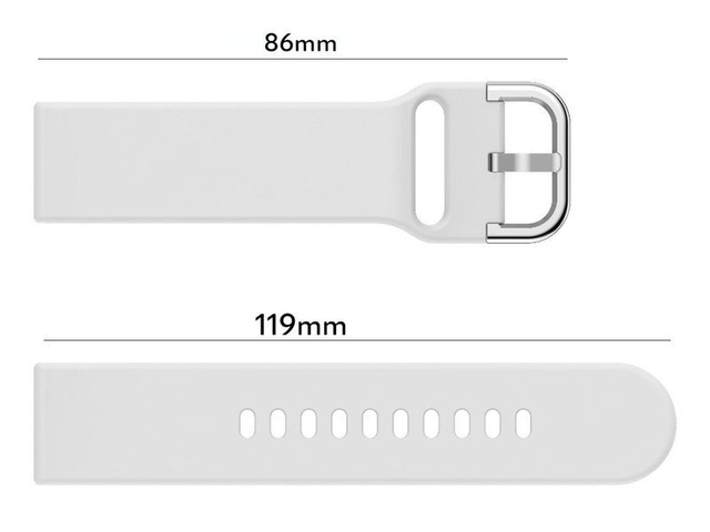 Rubber Universal Sportarmband Alogy Softband für Smartwatch 20mm Weiß