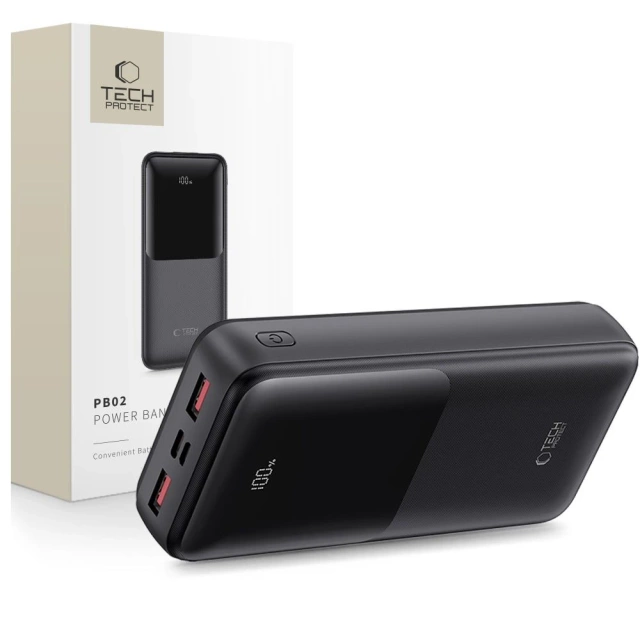 Powerbank Tech-Protect PB02 20000mAh 22.5W Czarny USB-A USB-C