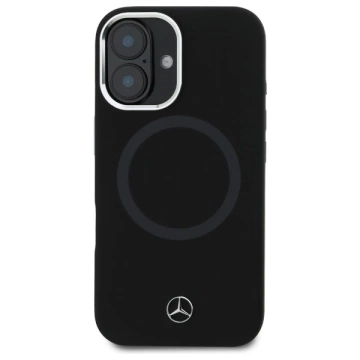 Чохол Mercedes для iPhone 16 6.1" Black Hardcase Silicone Tonal Logo MagSafe