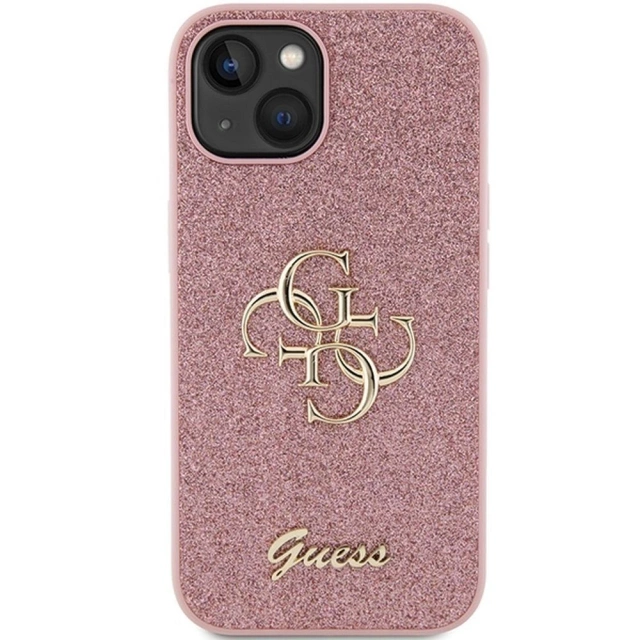 Original GUESS Hardcase GUHCP15SHG4SGP Case for iPhone 15 (Fixed Glitter Big 4G / pink)
