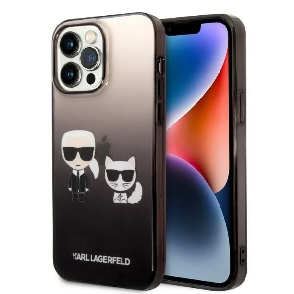 Ochranné pouzdro na telefon Karl Lagerfeld KLHCP14LTGKCK pro Apple iPhone 14 Pro 6.1" hardcase černá/černá Gradient Ikonik Karl