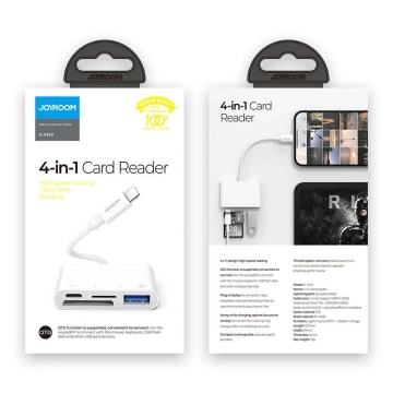 Joyroom HUB multifunkčný OTG adaptér Lightning - USB 3.2 Gen 1 (3.0, 3.1 Gen 1) / SD, čítačka kariet TF / Lightning biela (S-H142 biela)