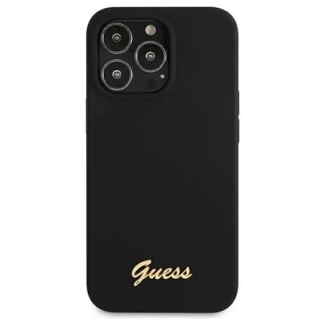 Guess GUHMP13LLSLMGBK iPhone 13 Pro / 13 6,1" schwarz/czarny Hardcase Silikonschrift Gold Logo