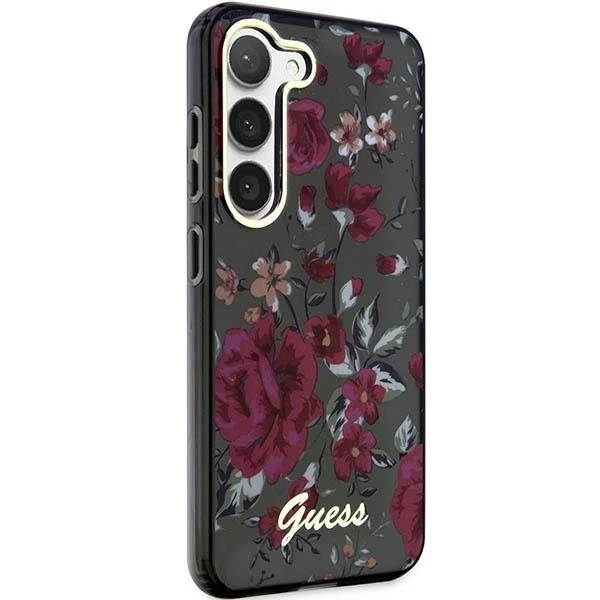 Etui Guess GUHCS23SHCFWSA do Samsung Galaxy S23 zielony/kaki pevné pouzdro Flower Collection