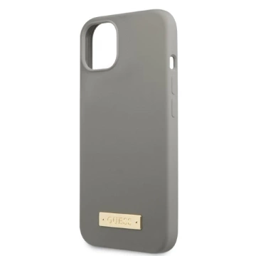 Etui Guess GUHMP13SSPLG do iPhone 13 mini 5,4" szary/grey Hard Case Silicone Logo Plate MagSafe