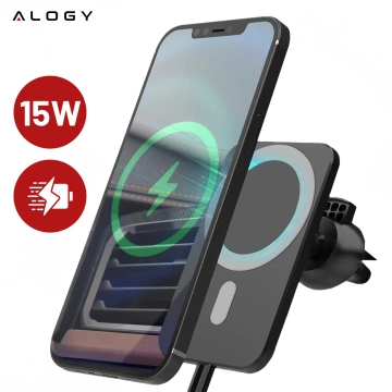 Držiak do auta s Qi MagSafe Alogy nabíjačkou na mriežku / dosku 15W