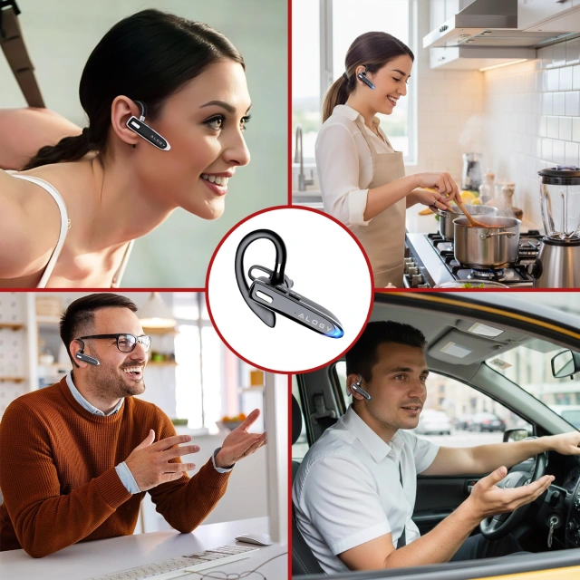 Бездротова гарнітура для дзвінків Bluetooth 4.0 Автомобільна гарнітура з дисплеєм V8 Black